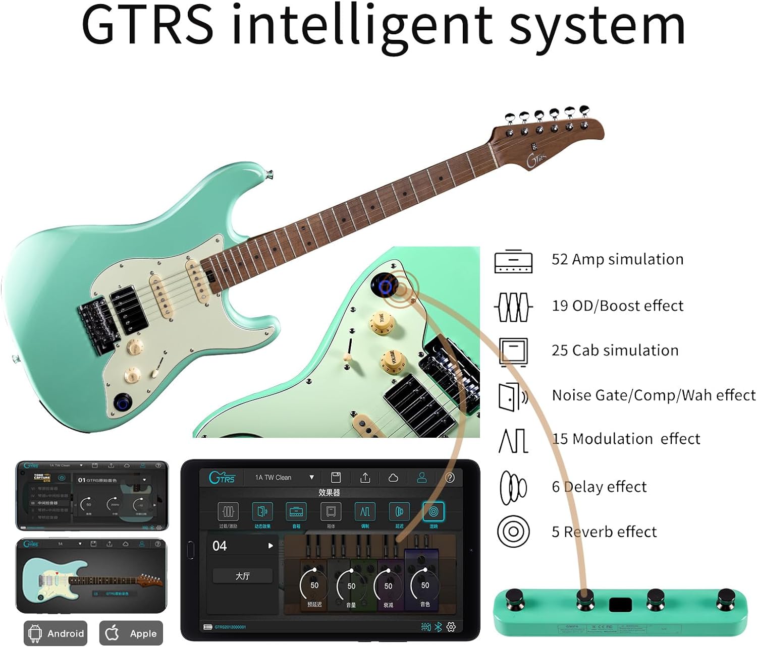 Mooer GTRS S801 Intelligent Electric Guitar w/bag - Green