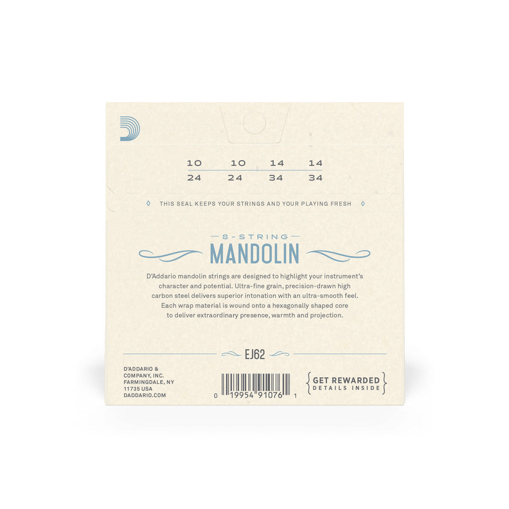 D'Addario EJ62 80/20 Bronze Mandolin Strings - Light 10-34