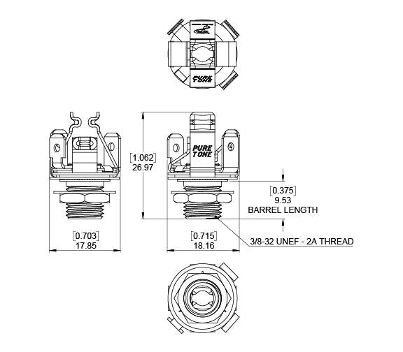 Pure Tone PTT2 Stereo Multi-Contact 1/4″ Output Jack - Nickel