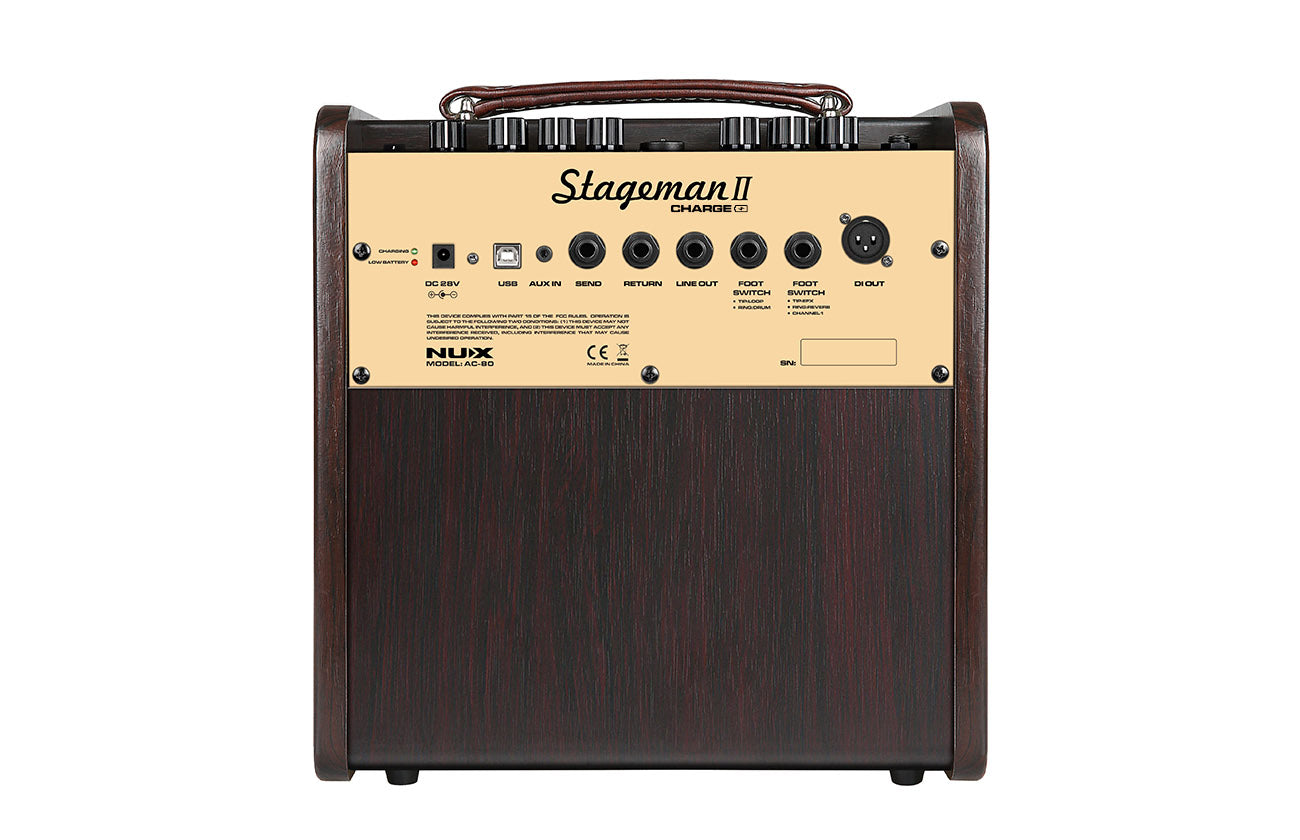 NUX STAGEMAN-II AC-80 Battery Powered 80w 1 x 6.5" Acoustic Guitar Amplifier