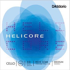 D'Addario H510 3/4M Helicore Cello String Set - 3/4 Scale - Med