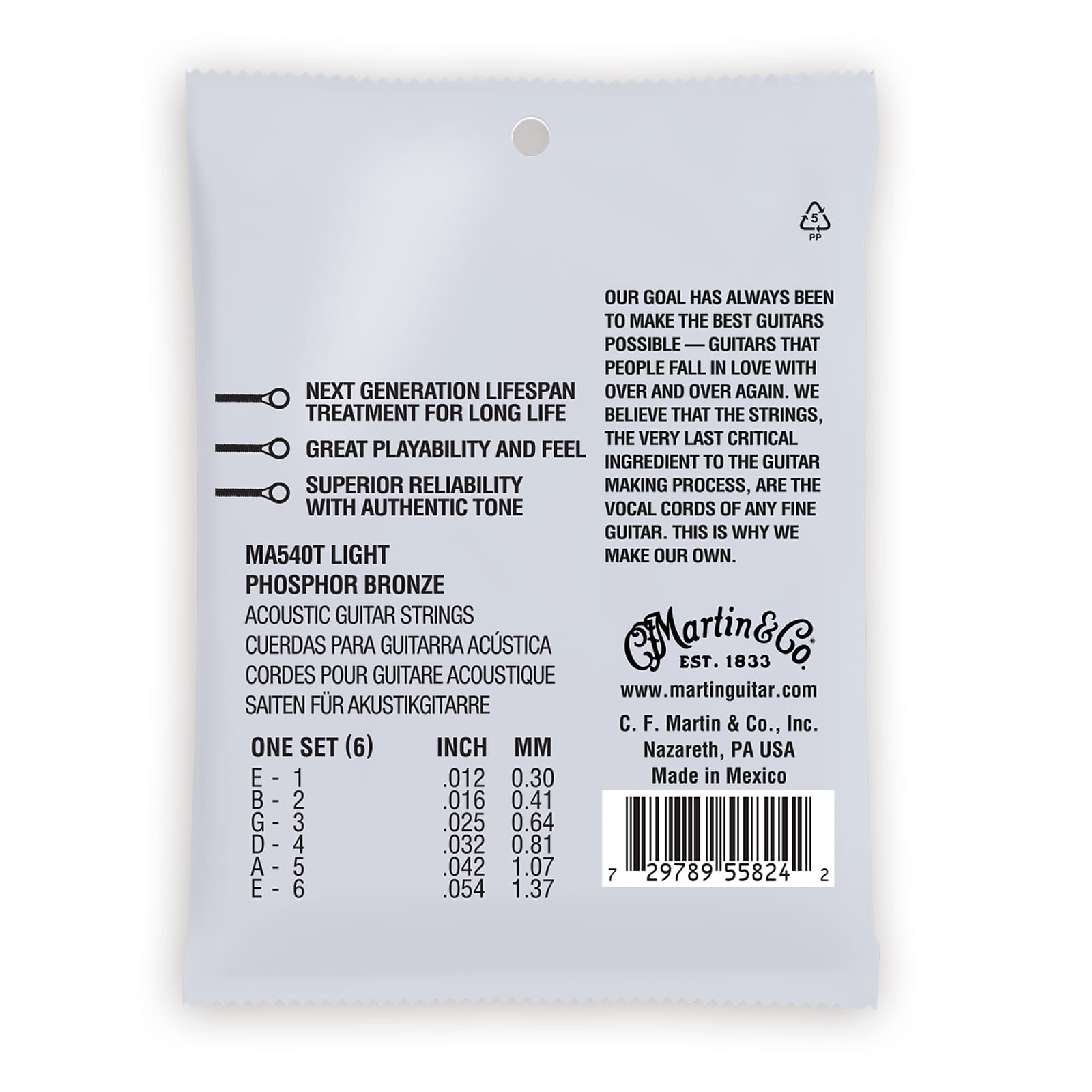 Martin MA540T Authentic Phosphor Bronze Light Treated