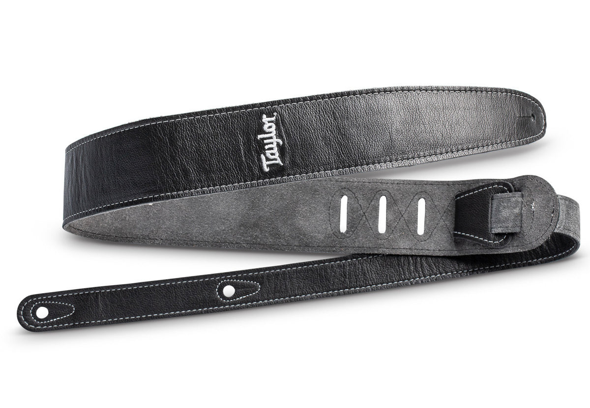 Taylor Strap Leather Suede Back 2.5" - Black - Silver Logo