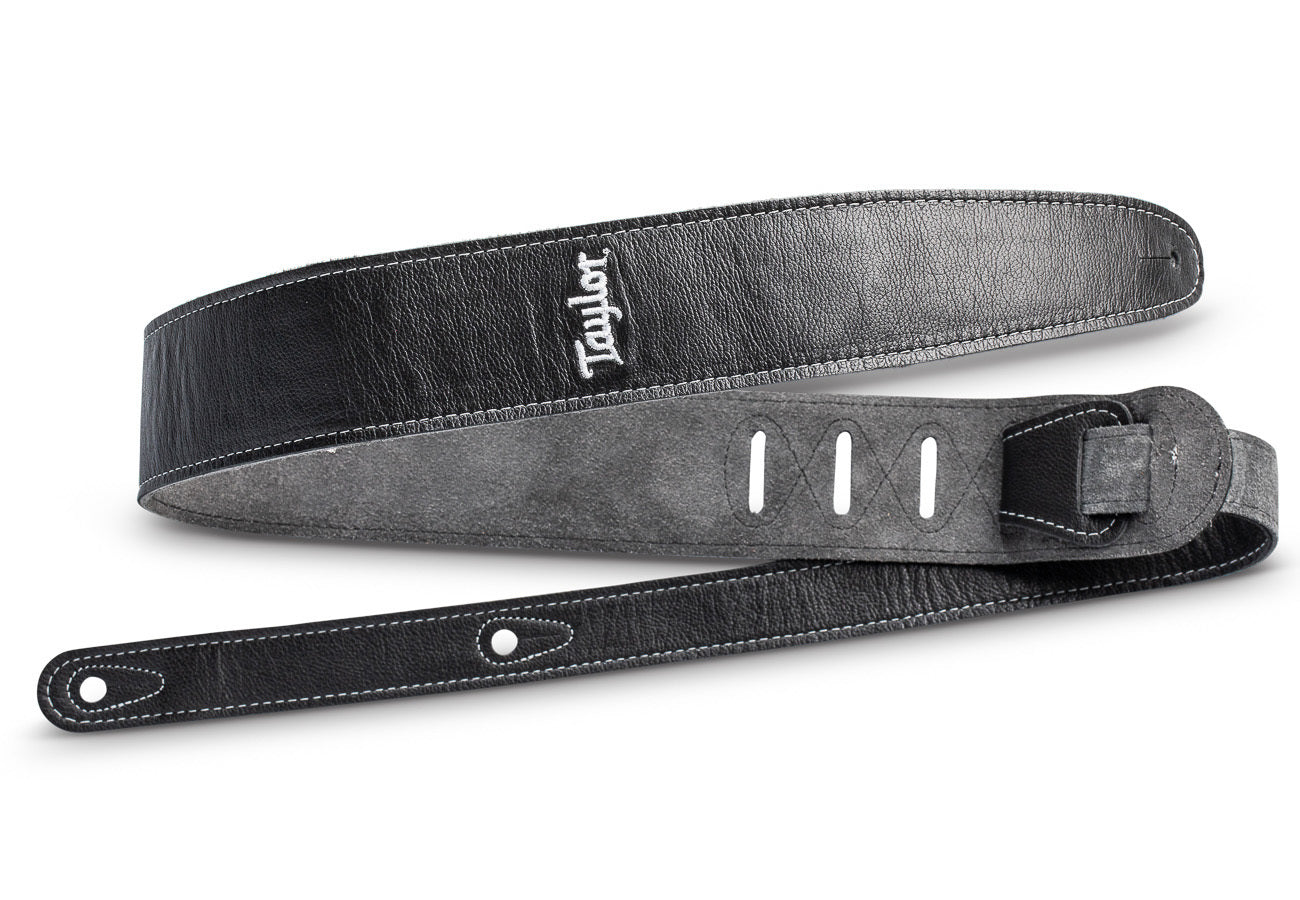 Taylor Strap Leather Suede Back 2.5" - Black - Silver Logo