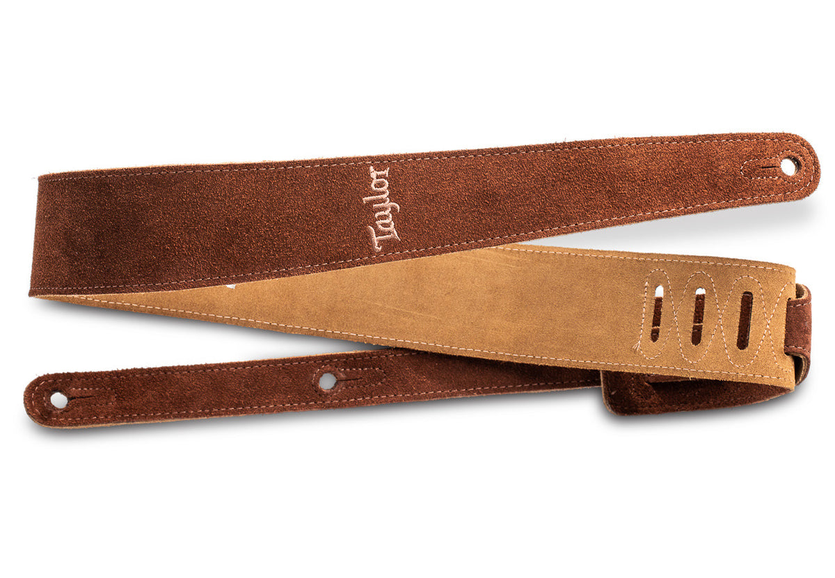 Taylor Guitar Strap Embroidered Suede 2.5" - Chocolate