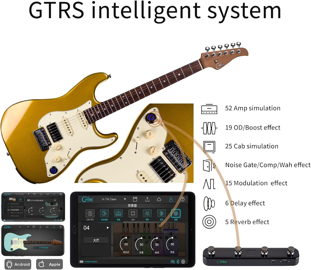 Mooer GTRS S800 Intelligent Electric Guitar w/bag - Gold