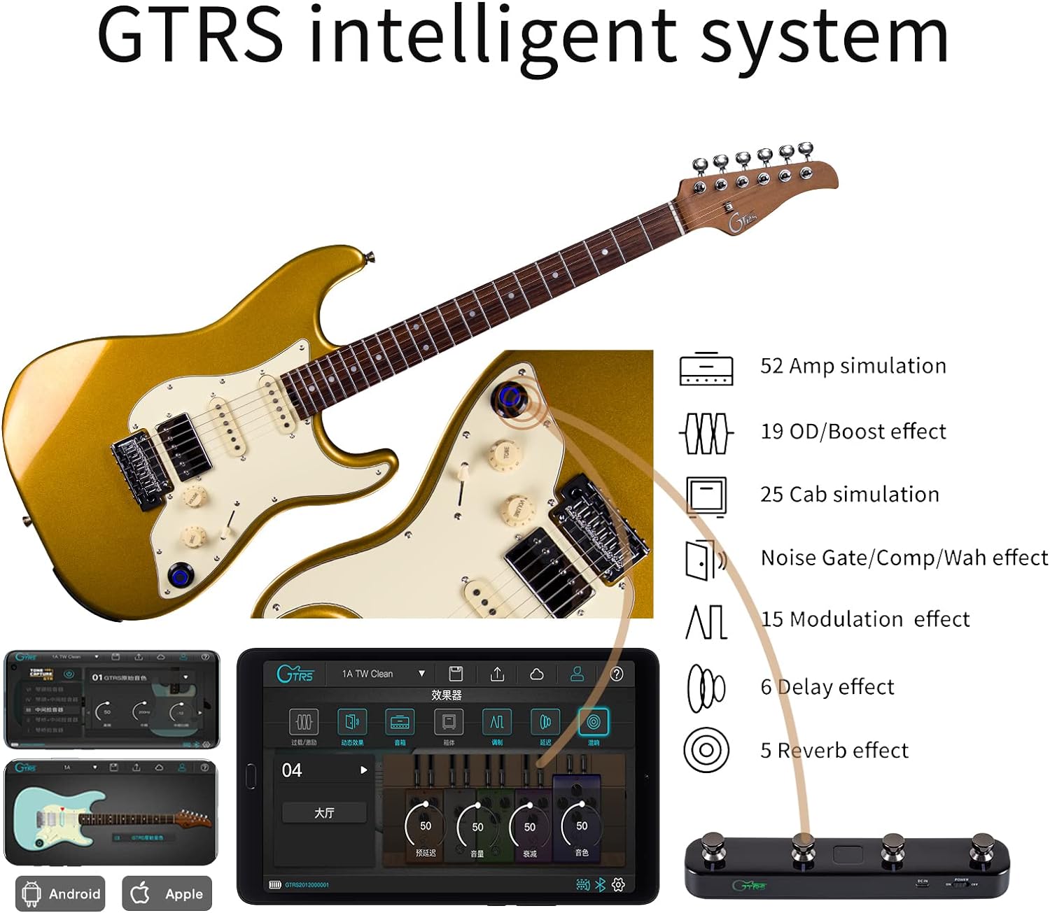 Mooer GTRS S800 Intelligent Electric Guitar w/bag - Gold