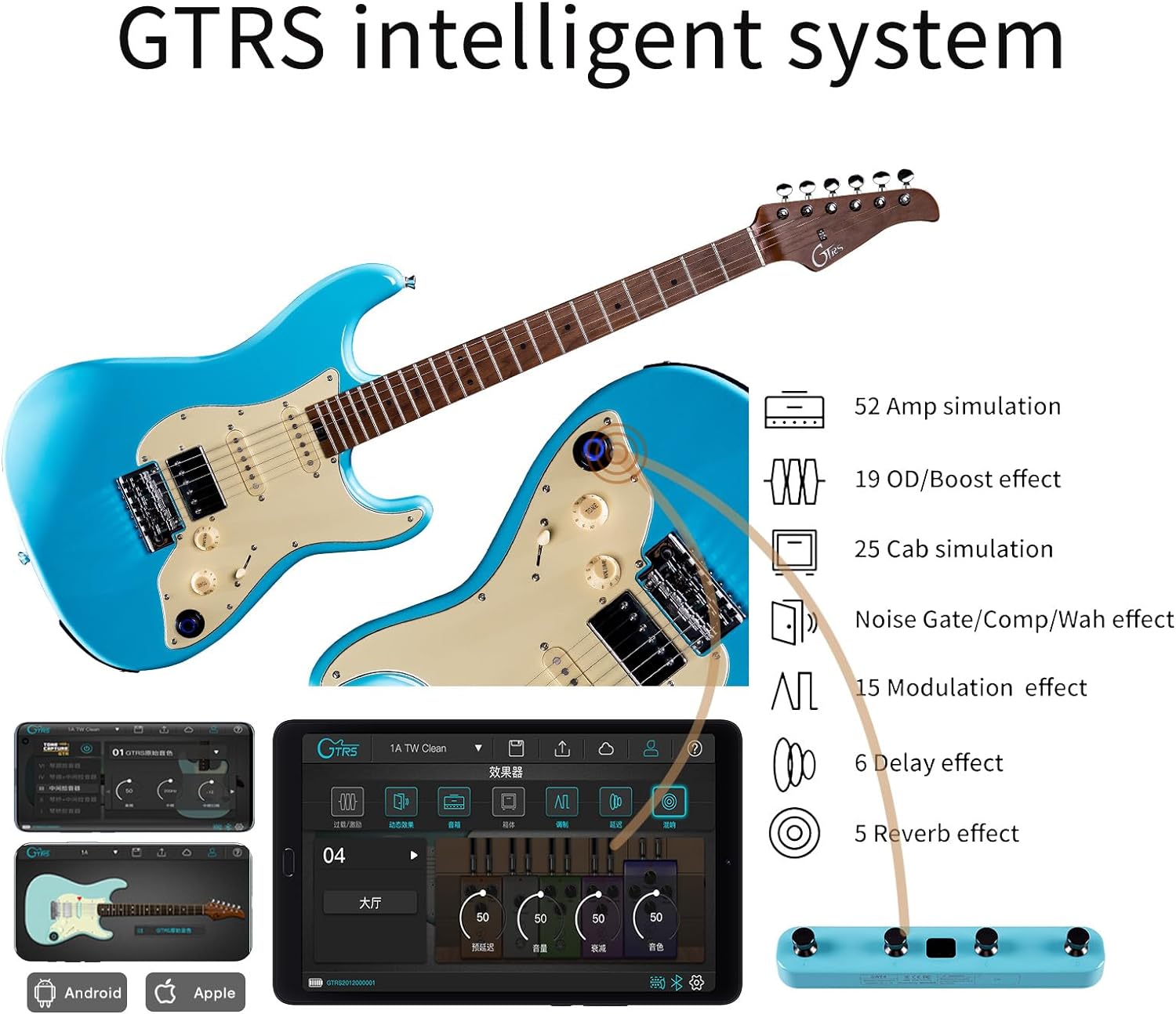 Mooer GTRS S801 Intelligent Electric Guitar w/bag - Blue