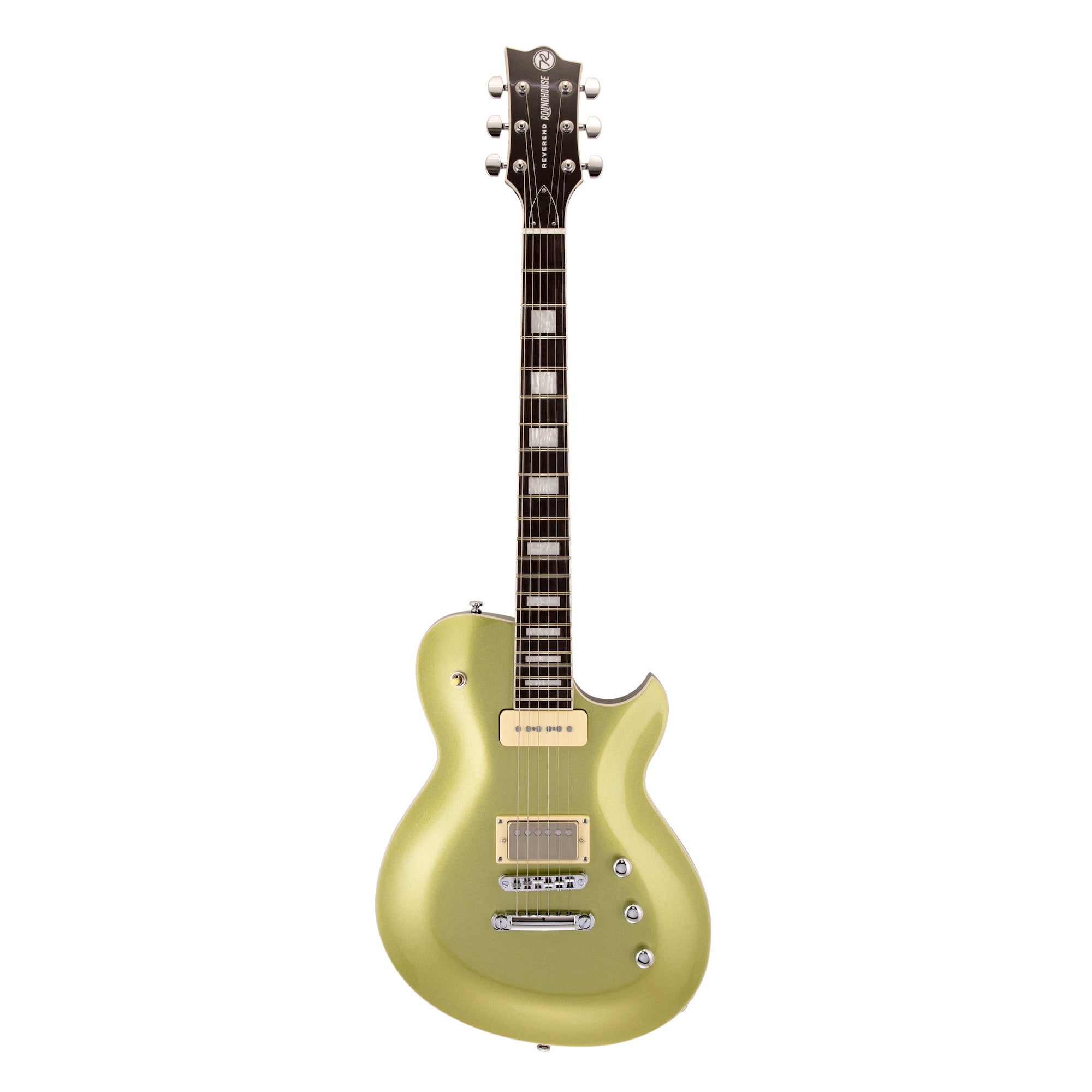 ベース Reverend raymond gold Reverend Roundhouse H90 Elec. Guitar - Metallic Limeade - A Pratte