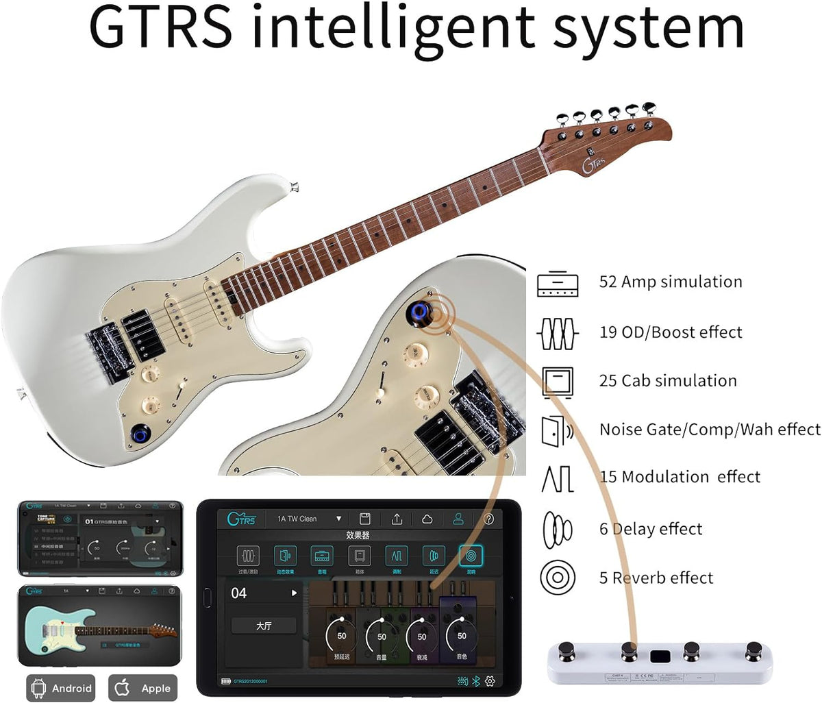 Mooer GTRS S801 Intelligent Electric Guitar w/bag - White