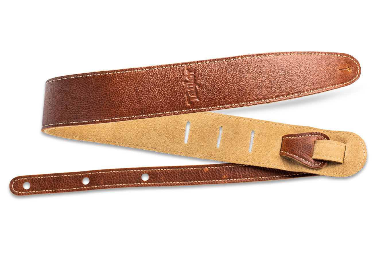 Taylor Guitar Strap Leather Suede Back 2.5" - Medium Brown