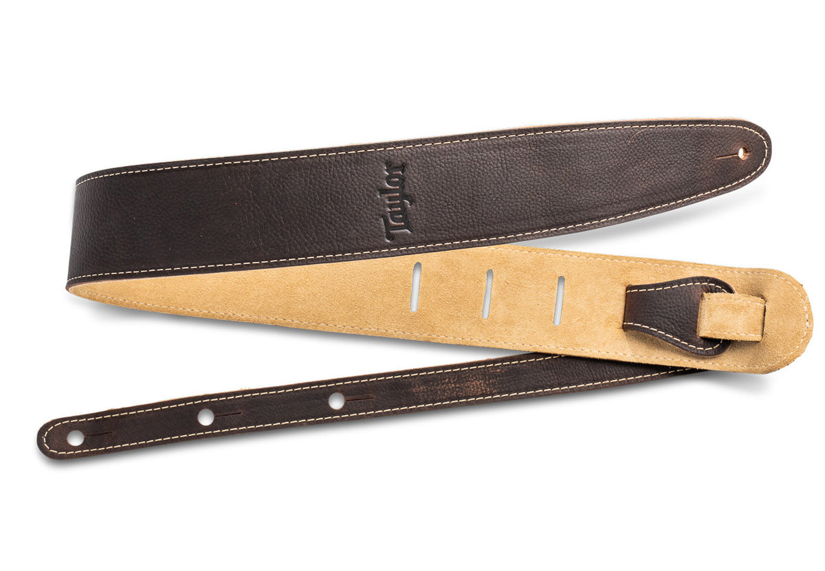 Taylor Guitar Strap Leather Suede Back 2.5" - Chocolate Brown