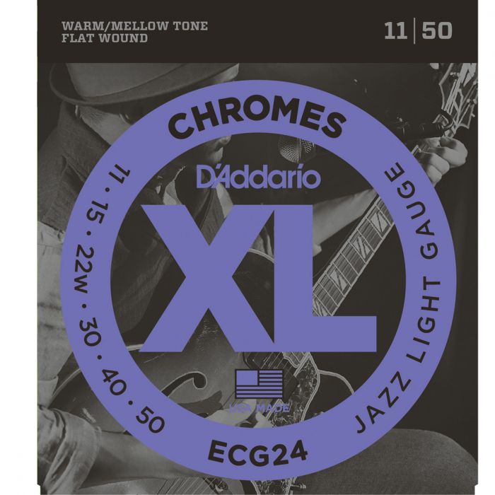 D'Addario ECG24 Chromes Flat Wound - Jazz Light - 11-50