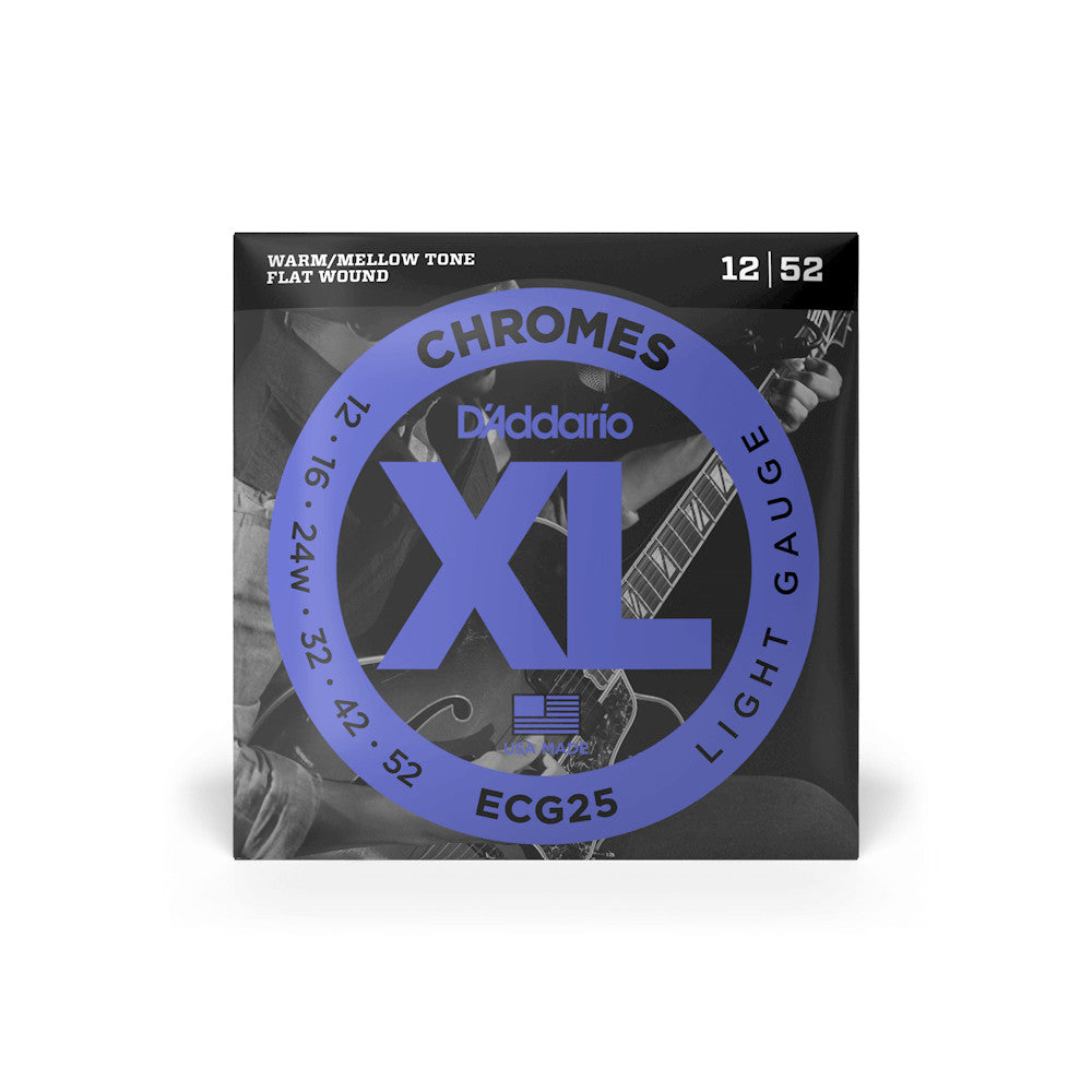 D'Addario ECG25 Chromes Flat Wound - Jazz Light - 12-52