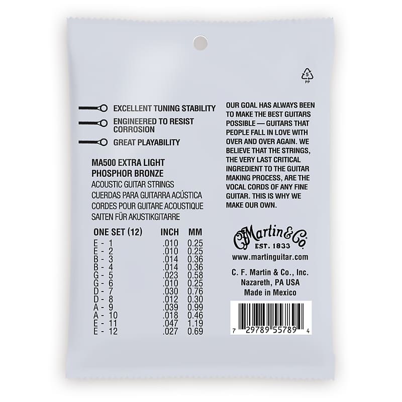 Martin MA500 Authentic Extra Light 12 String Phosphor Bronze