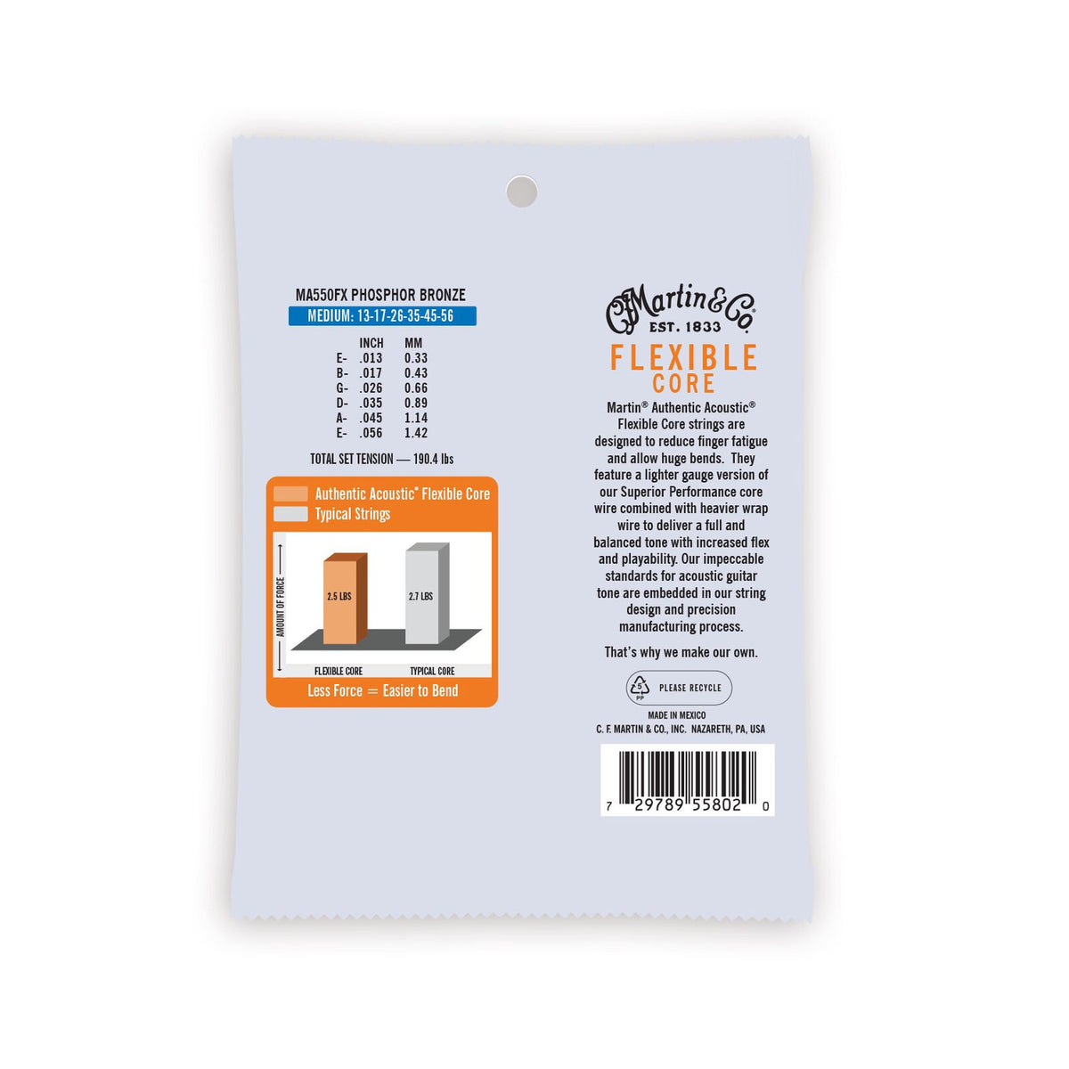 Martin MA550FX  Flexible Core Acoustic Strings Medium