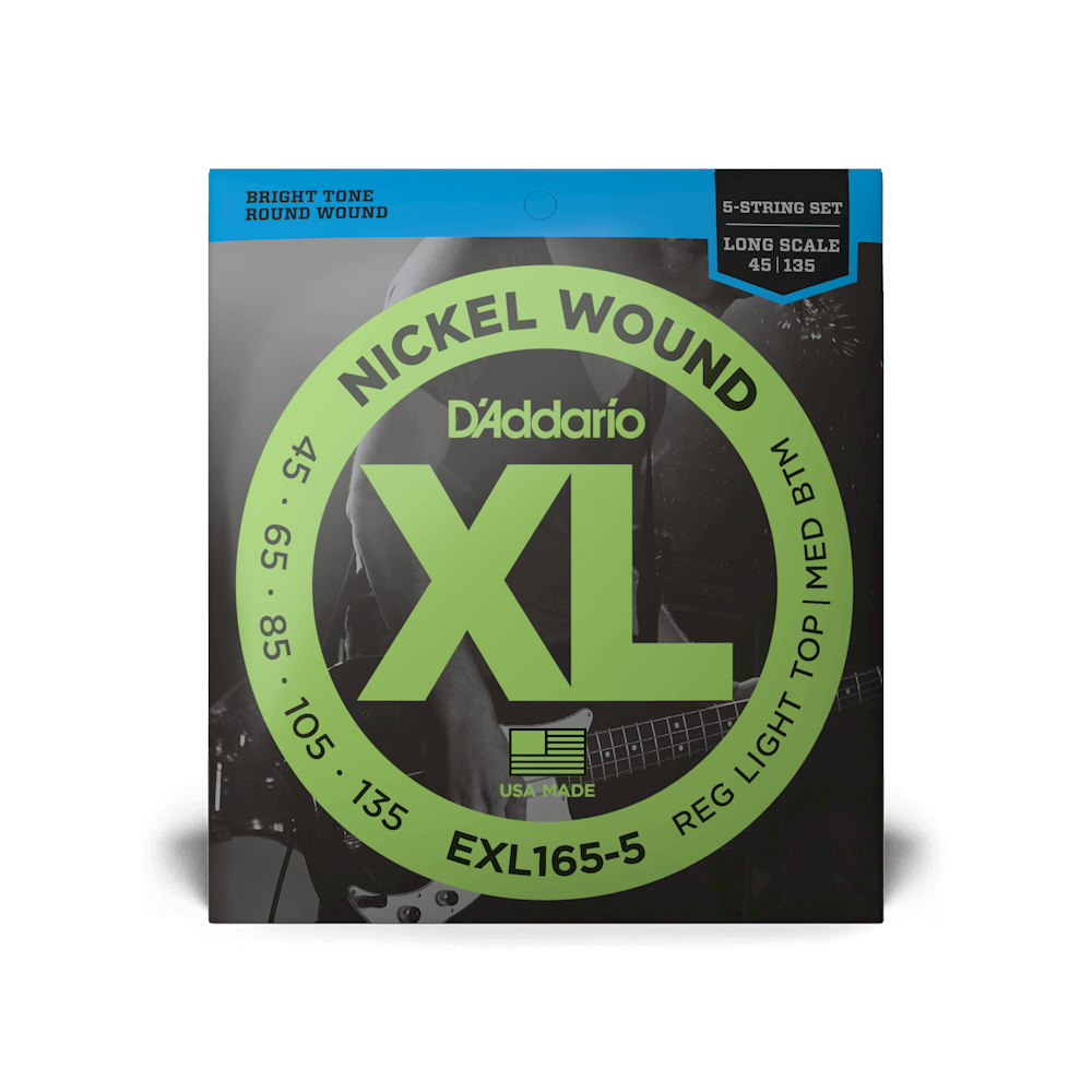 D&#39;Addario EXL165-5 Nickel Wound Bass Custom Light 45-135 Long Scale