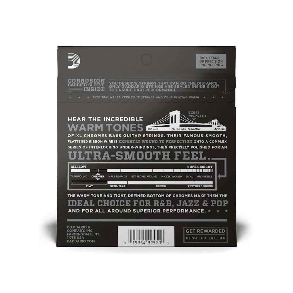 D'Addario ECB81 Chromes Bass - Light - 45-100 - Long Scale