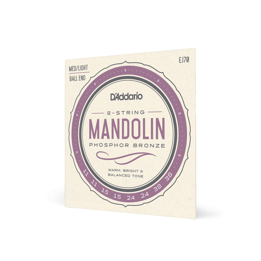 D&#39;Addario EJ70 Mandolin Strings Phosphor Bronze Med/Light 11-38 Ball End
