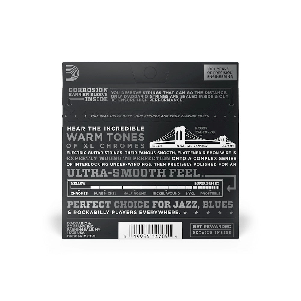 D'Addario ECG25 Chromes Flat Wound - Jazz Light - 12-52