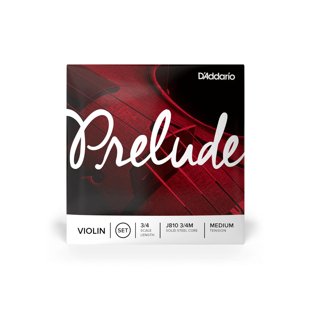 D'Addario J810 3/4M Prelude Violin String Set - 3/4 Scale - Med