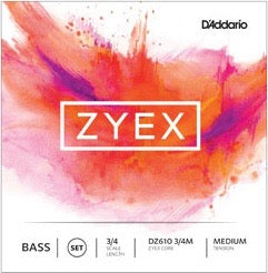 D&#39;Addario DZ610 3/4M Zyex Bass String Set - 3/4 Scale - Med