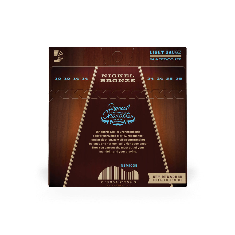 D'Addario NBM1038 Mandolin Strings Nickel Bronze Light 10-38