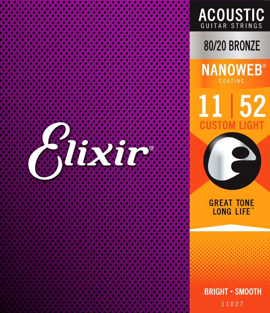 Elixir 11027 Acoustic 80/20 Bronze Strings - Custom Light