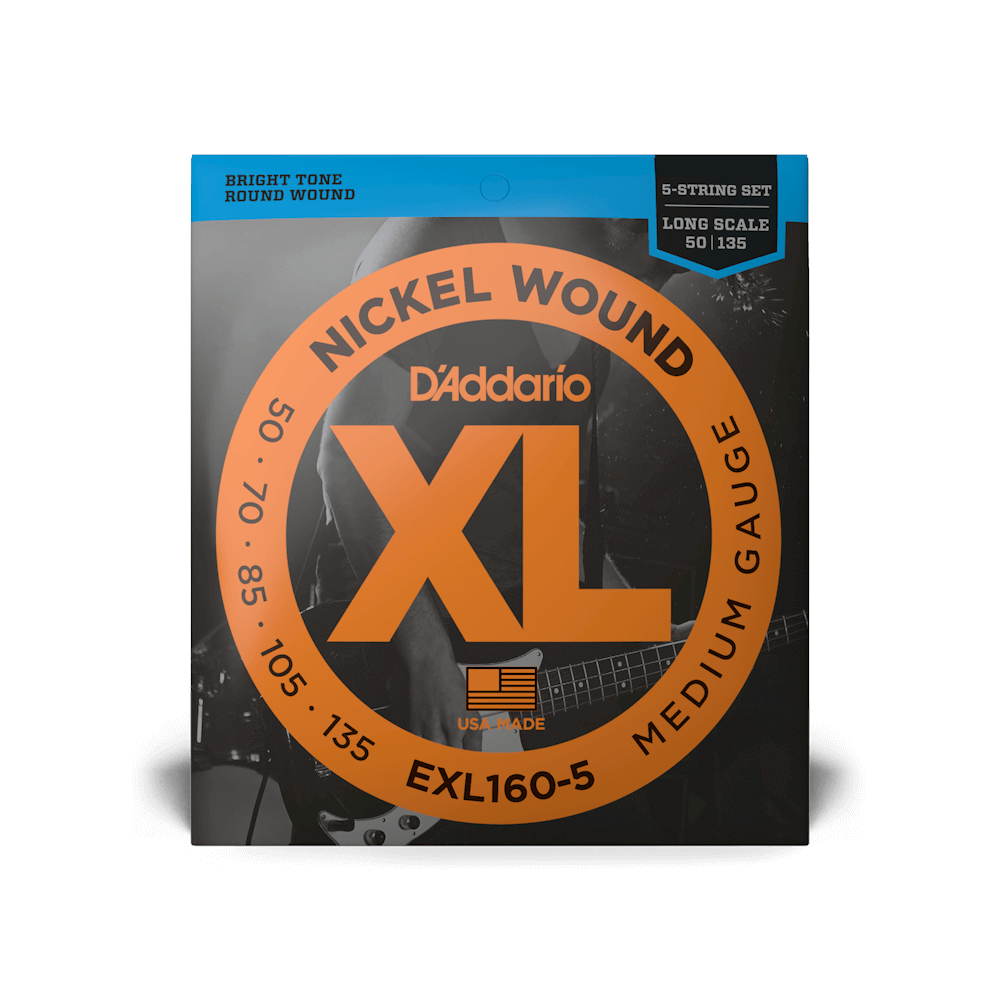 D'Addario EXL160-5 Nickel Wound 5-String Bass Medium 50-135 Long Scale