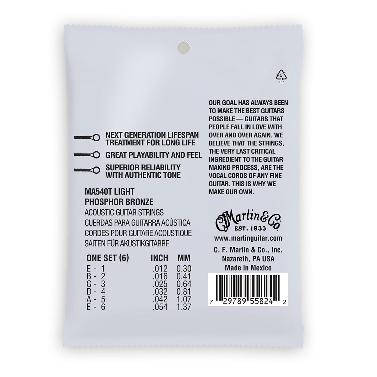 Martin MA540T Authentic Phosphor Bronze Light Treated