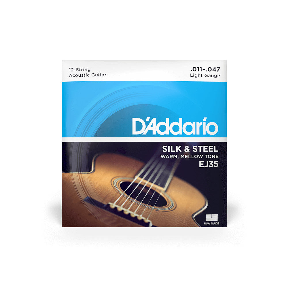 D&#39;Addario EJ35 Silk &amp; Steel 12-String Folk Guitar - 11-47