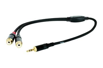 Digiflex HIN-1K-2R-6 6' Pro Splitter Cable -Mini TRS to 2 x RCA Plugs