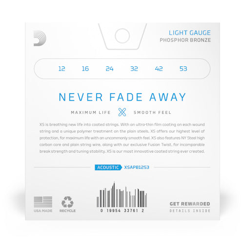 D'Addario XSAPB1253 Coated Phosphor Bronze Light 12-53