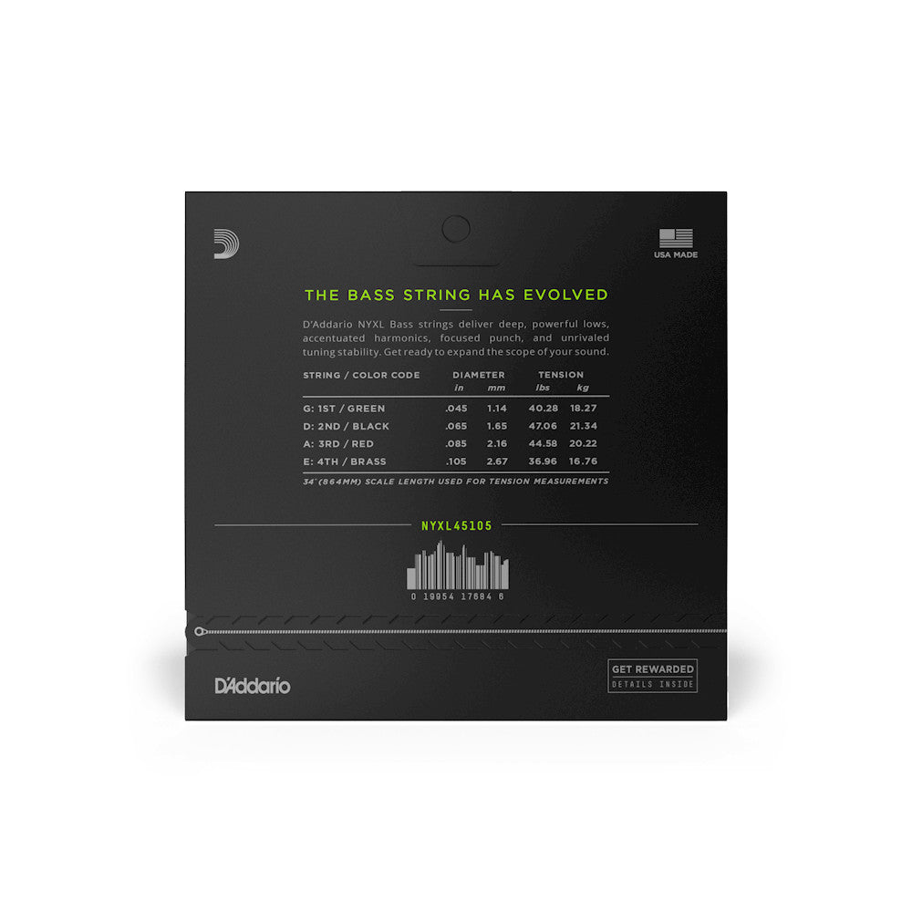 D'Addario NYXL45105 - Set Long Scale Bass - Regular Light - 45-105
