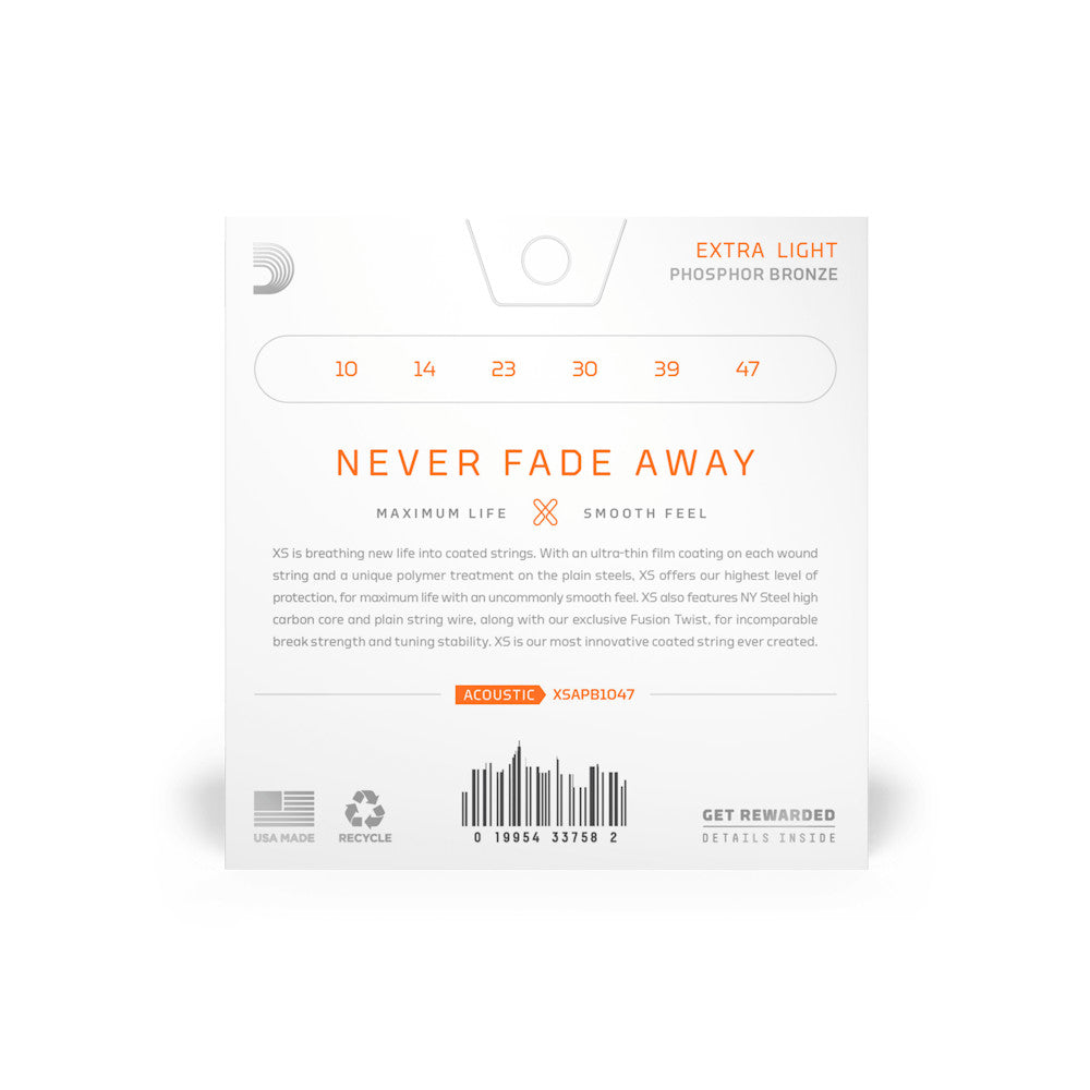 D'Addario XSAPB1047 Coated Phosphor Bronze Light 10-47