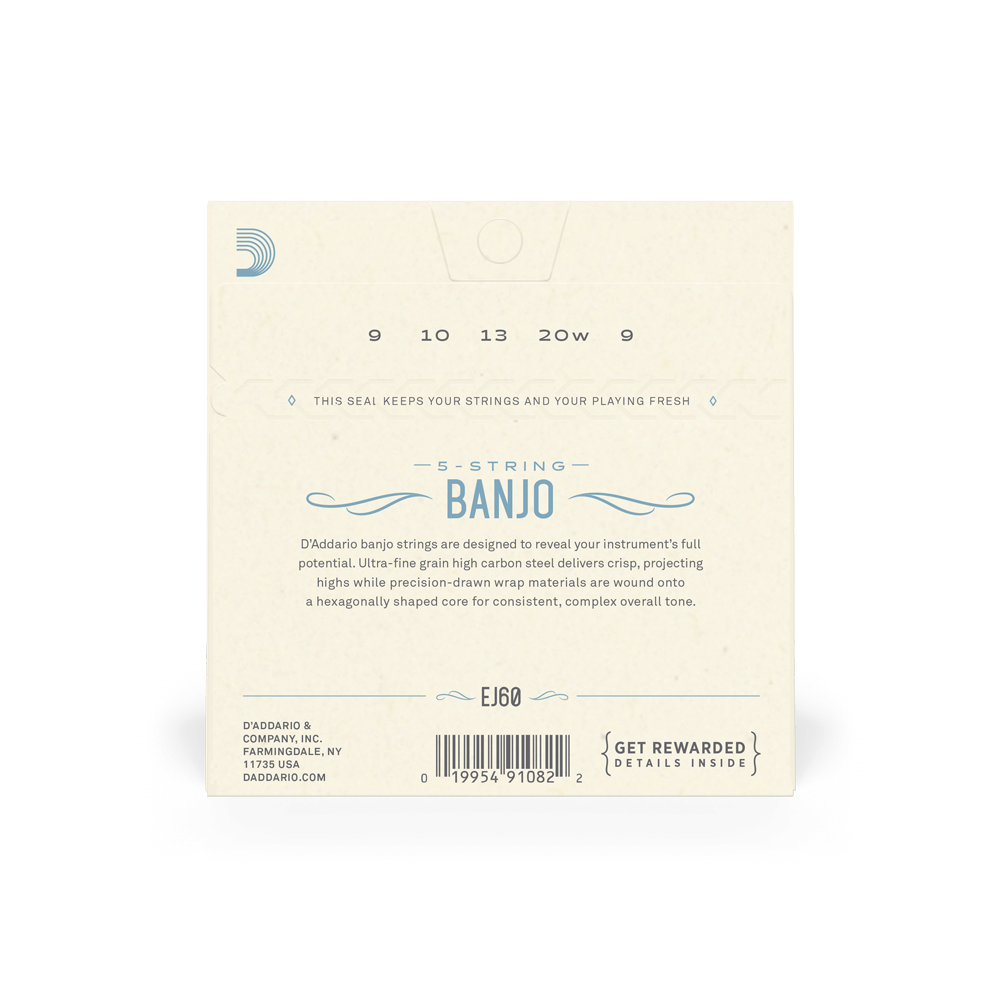 D'Addario EJ60 5-String Banjo Nickel Light 9-20