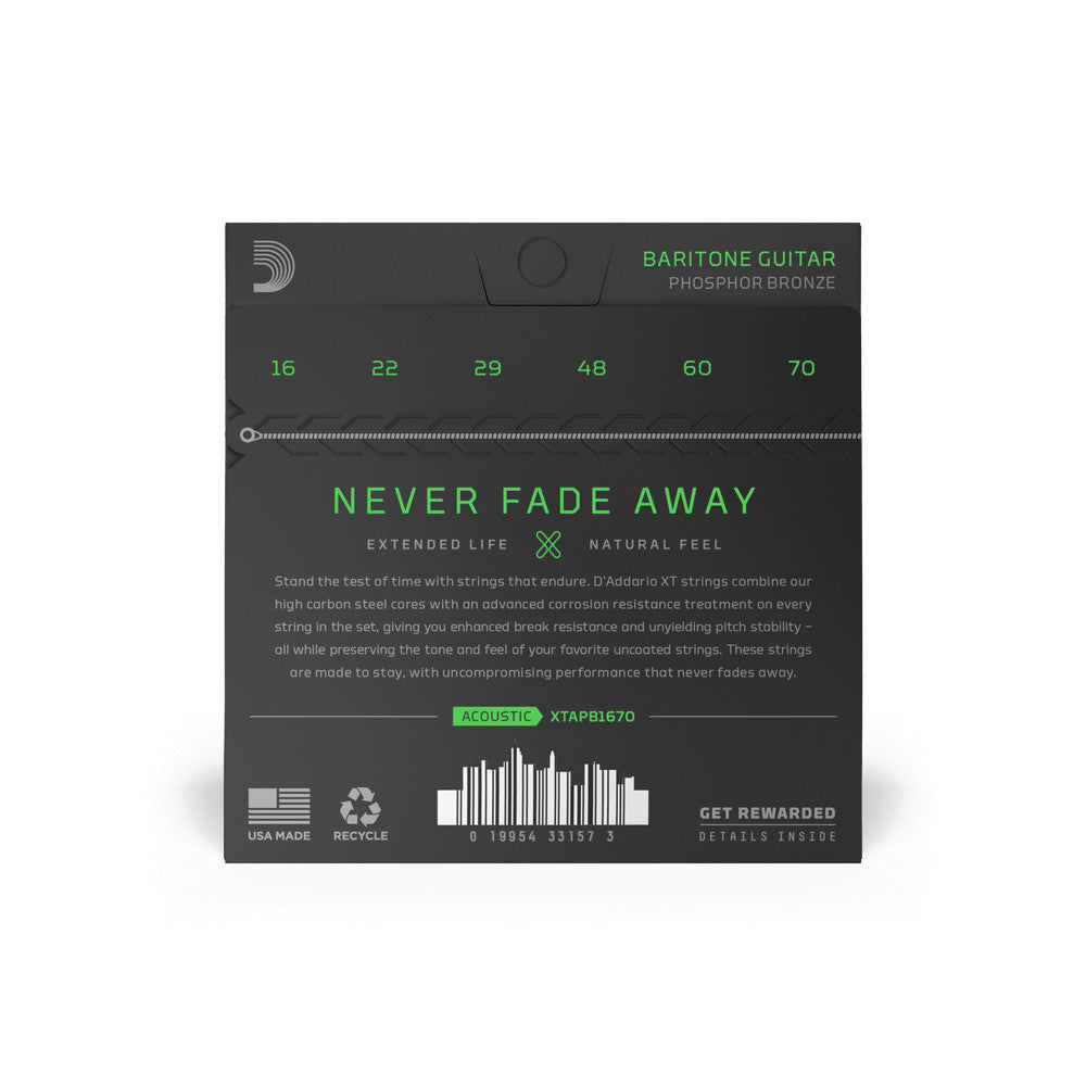 D'Addario XTAPB1670 Phosphor Bronze Baritone Acoustic Guitar Strings - 16-70