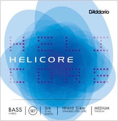 D&#39;Addario HH610 3/4M Helicore Hybrid Bass String Set - 3/4 Scale - Med