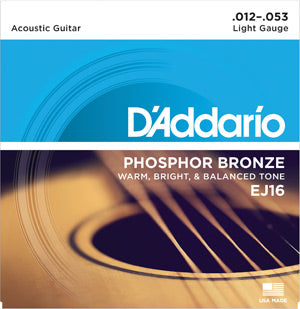 D'Addario EJ16 Phosphor Bronze Light 12-53