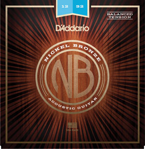D&#39;Addario NB1253 Nickel Bronze Acoustic Guitar Strings Light 12-53
