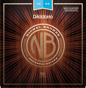 D'Addario NB1253 Nickel Bronze Acoustic Guitar Strings Light 12-53